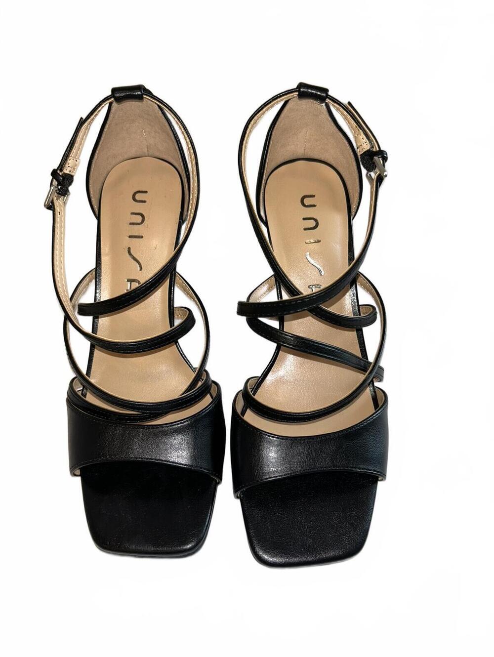 Unisa Black Patent Strappy Heels ~3.5" Women's 6M | NEW